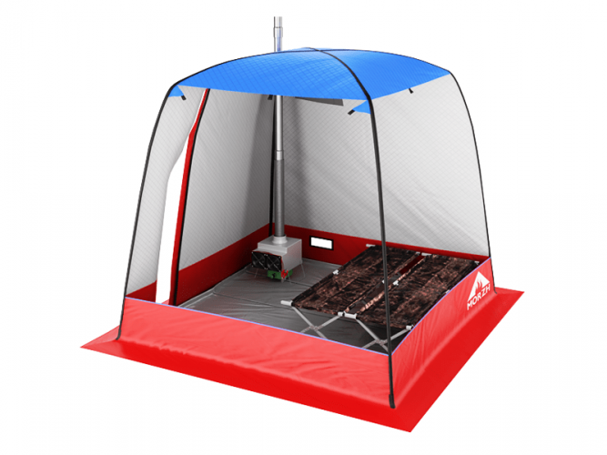 Мобильная баня-палатка МОРЖ c 2-мя окнами сине-красный в Магнитогорске