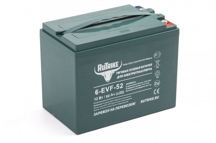 Тяговый гелевый аккумулятор RuTrike 6-EVF-52A (12V52A/H C3) в Магнитогорске