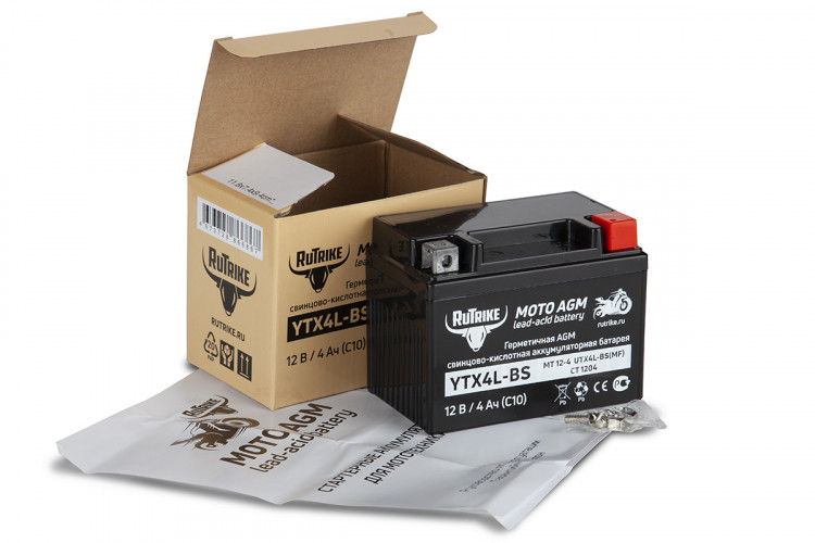 Аккумулятор стартерный для мототехники Rutrike YTX4L-BS (12V/4Ah) в Магнитогорске