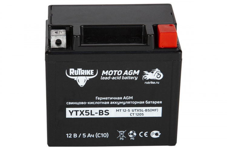 Аккумулятор стартерный для мототехники Rutrike YTX5L-BS (12V/5Ah) в Магнитогорске