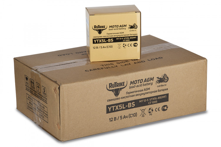 Аккумулятор стартерный для мототехники Rutrike YTX5L-BS (12V/5Ah) в Магнитогорске