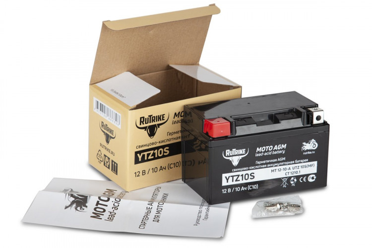 Аккумулятор стартерный для мототехники Rutrike YTZ10S (12V/10Ah) в Магнитогорске