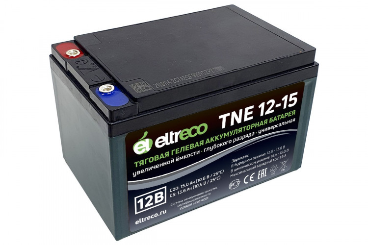 Тяговый аккумулятор Eltreco TNE12-15 (12V12A/H C3) болт в Магнитогорске