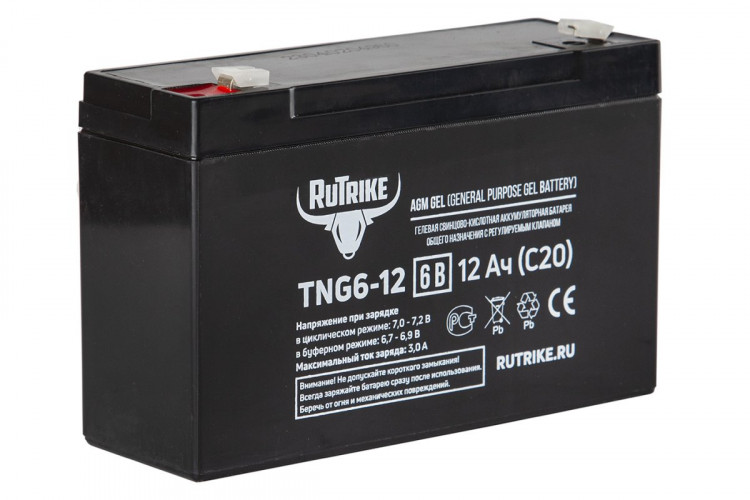 Тяговый гелевый аккумулятор RuTrike TNG 6-12 (6V12A/H C20) в Магнитогорске