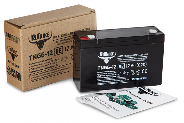 Тяговый гелевый аккумулятор RuTrike TNG 6-12 (6V12A/H C20) в Магнитогорске