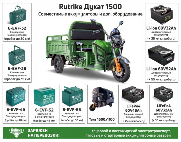 Грузовой электрический трицикл RuTrike Дукат 1500 в Магнитогорске