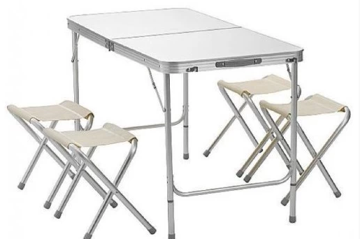 Набор стол раскладной водостойкий 120х60 и 4 табурета в Магнитогорске